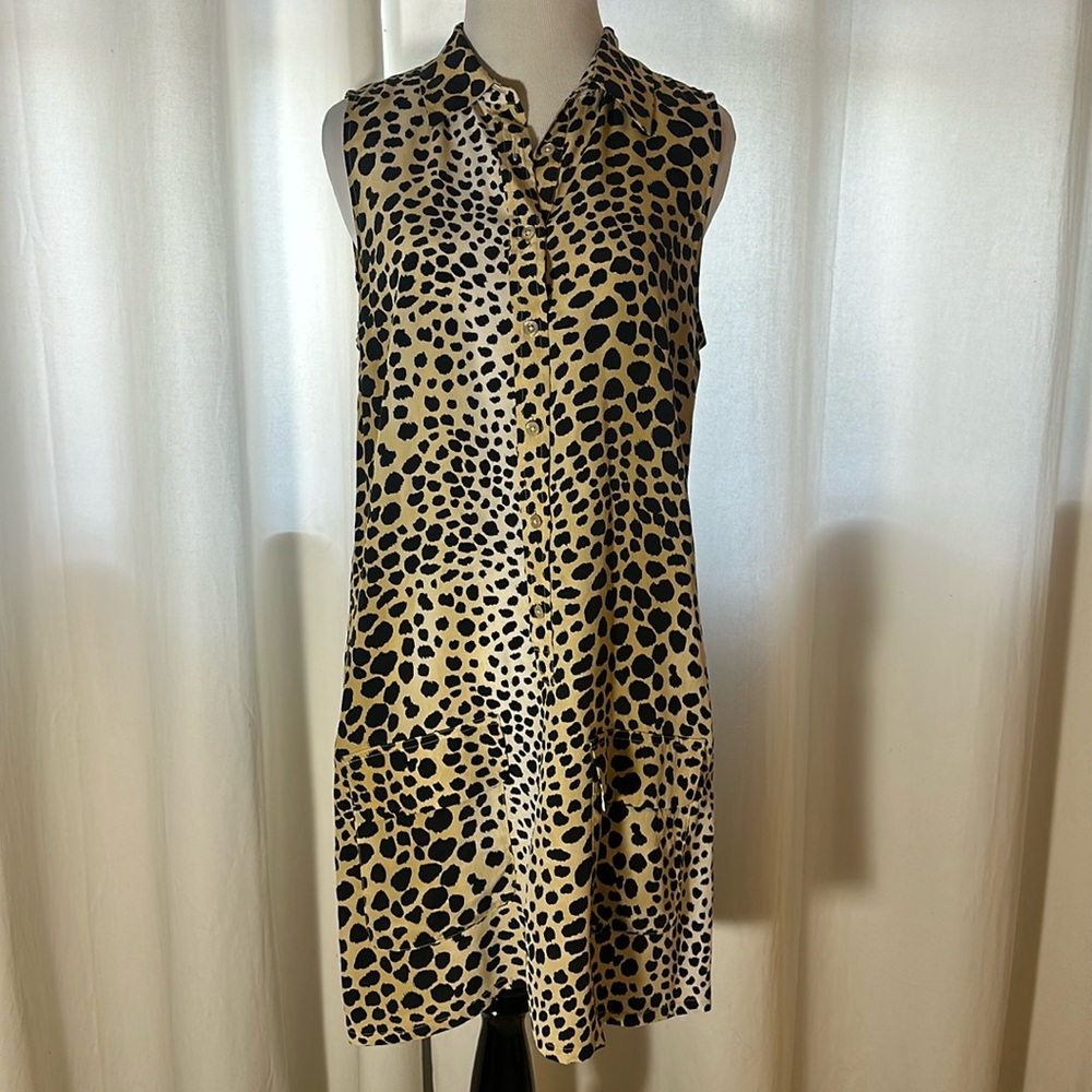 Equipment Button Down Silk Leopard Dress
